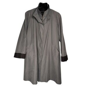 Gallery Women's Coat Jacket Large Dark Green‎ Gray Zip Button Closure